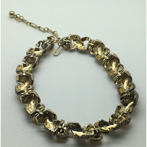 Coro  Pegasus Parure Set  Amber Topaz Necklace Bracelet Brooch Clip On Earrings - Picture 8 of 9